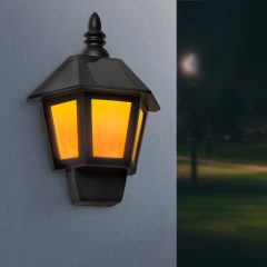   2 az 1-ben szolár fali lámpa, lánghatással, hidegfehér LED-del - 28 x 19,5 x 9,6 cm